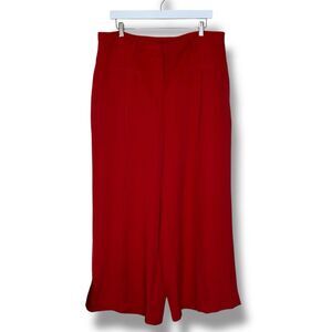 NWT Ashley Stewart Pintuck Wide Leg Red Palazzo Pants High Rise Pockets Women 18